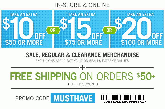$10 Off $50+, $15 Off $75+, or $20 off $100 + Free Shipping on $50+ | Code MUSTHAVE | Get Coupon | Exclusions Apply