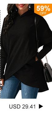 Black Asymmetric Hem Long Sleeve Pocket Hoodie