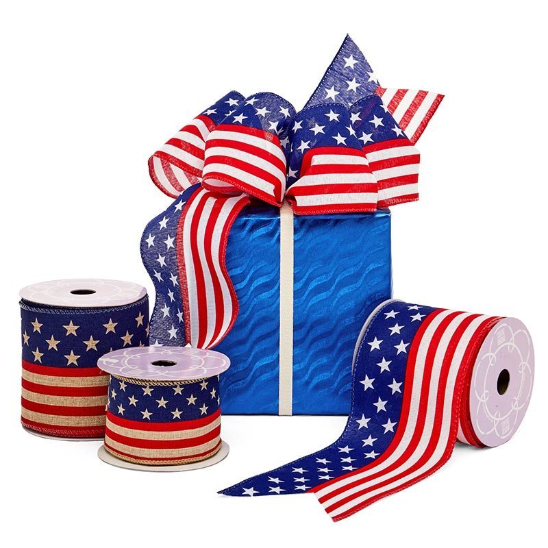 American Flag Wired Ribbon