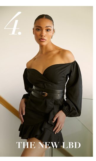 CANT MOVE ON OFF SHOULDER MINI DRESS IN BLACK LINEN LOOK