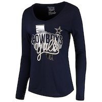 Women's Dallas Cowboys Navy Kit Long Sleeve V-Neck T-Shirt