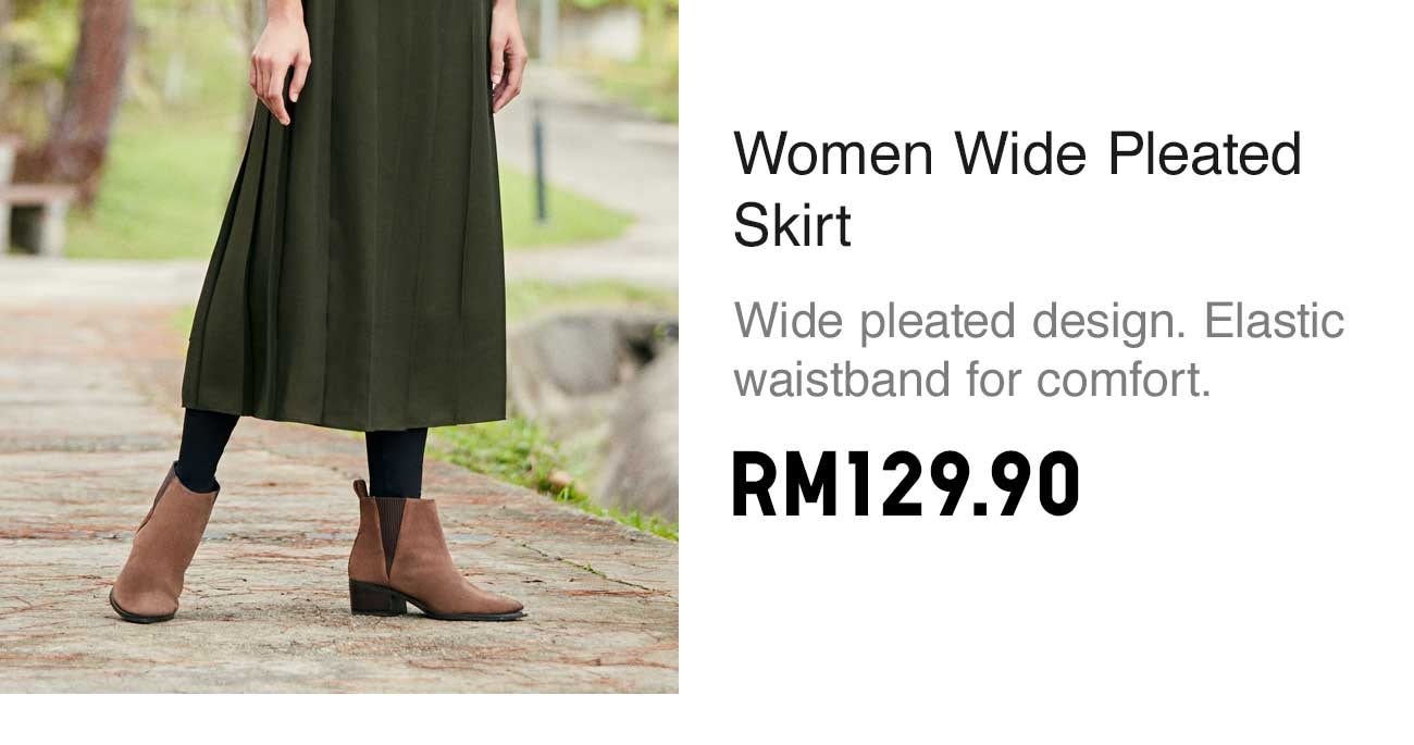 WOMEN WIDE PLEATED SKIRT