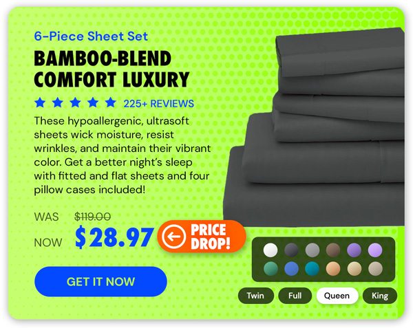 6-Piece Bamboo-Blend Comfort Luxury Sheet Set