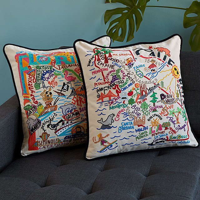 Hand Embroidered State Pillows
