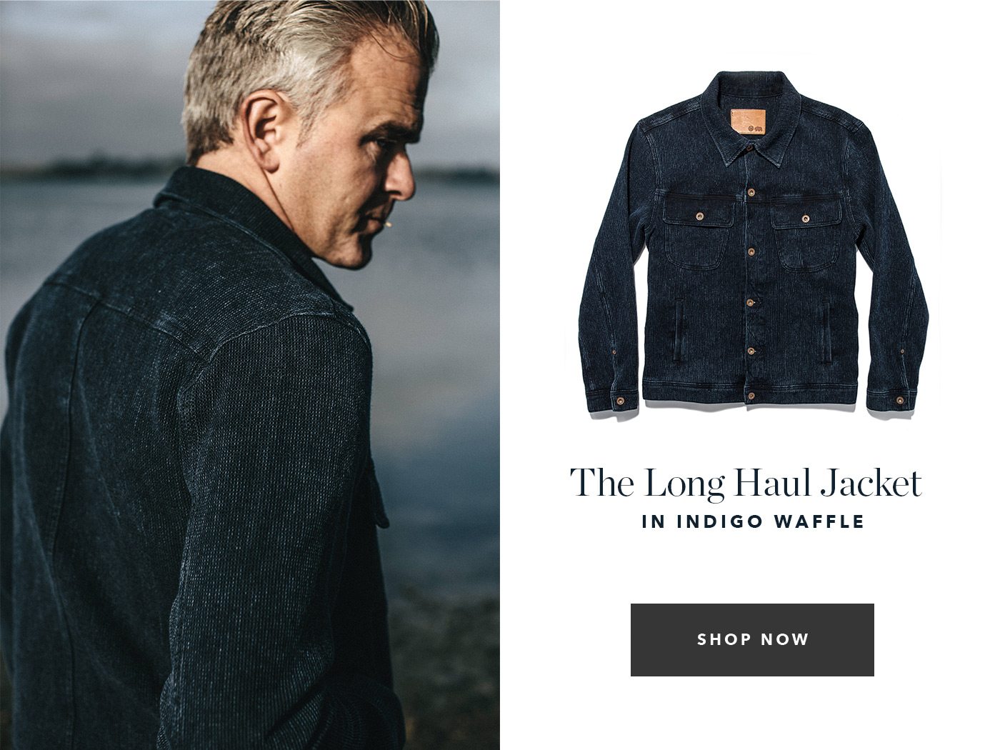 the long haul jacket in indigo waffle