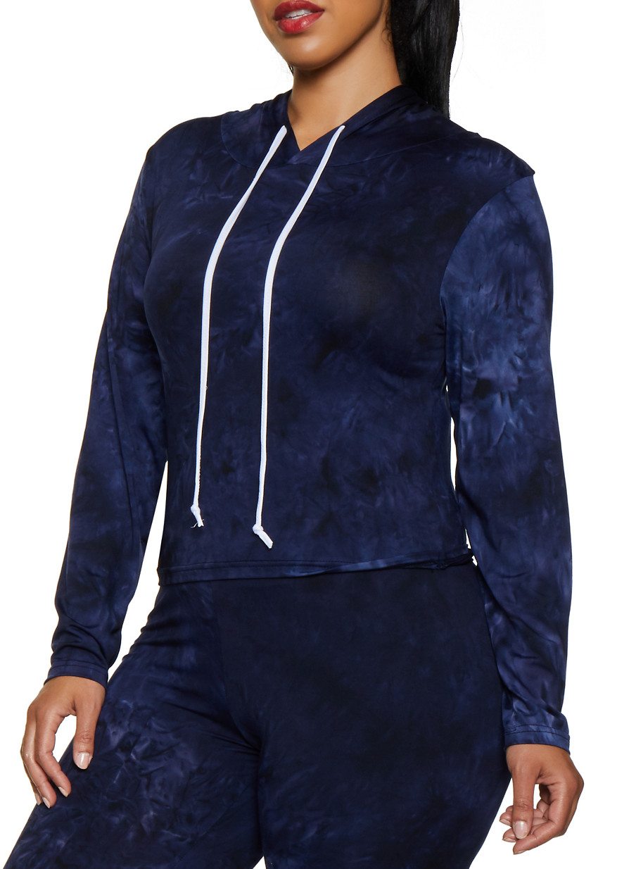 Plus Size Tie Dye Hooded Top