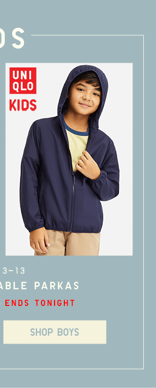 KIDS POCKETABLE PARKAS $19.90 - SHOP BOYS