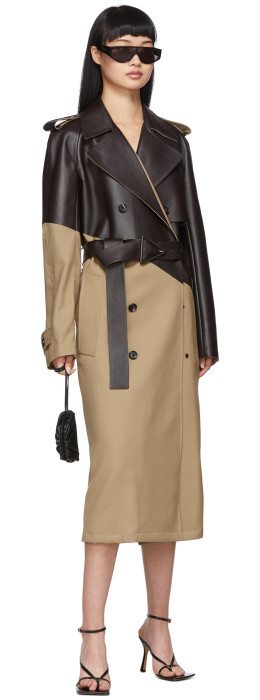 Bottega Veneta - Tan And Brown Leather Trench Coat