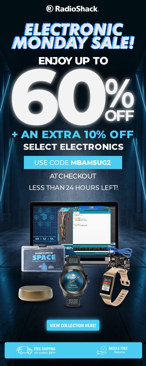 Enjoy Up To 60% OFF + An Extra 10% OFF Select Electronics