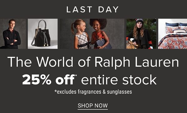 The World of Ralph Lauren - 25% off entire stock. Shop Now.