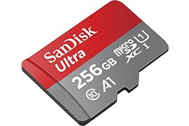256GB SanDisk Ultra UHS-I microSDXC Memory Card with SD adapter (Up to 100MB/s transfer speeds)
