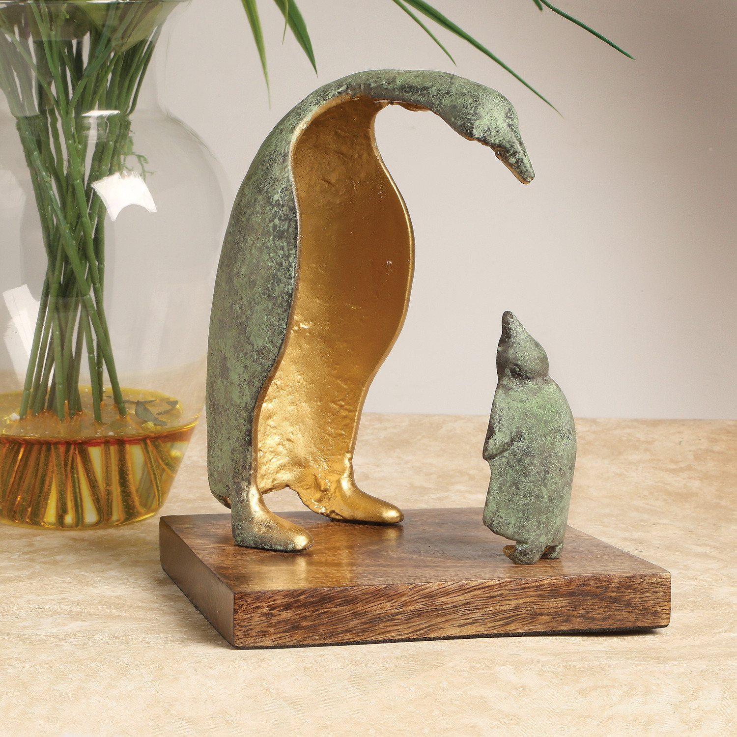 Parent and Child Penguin Sculpture