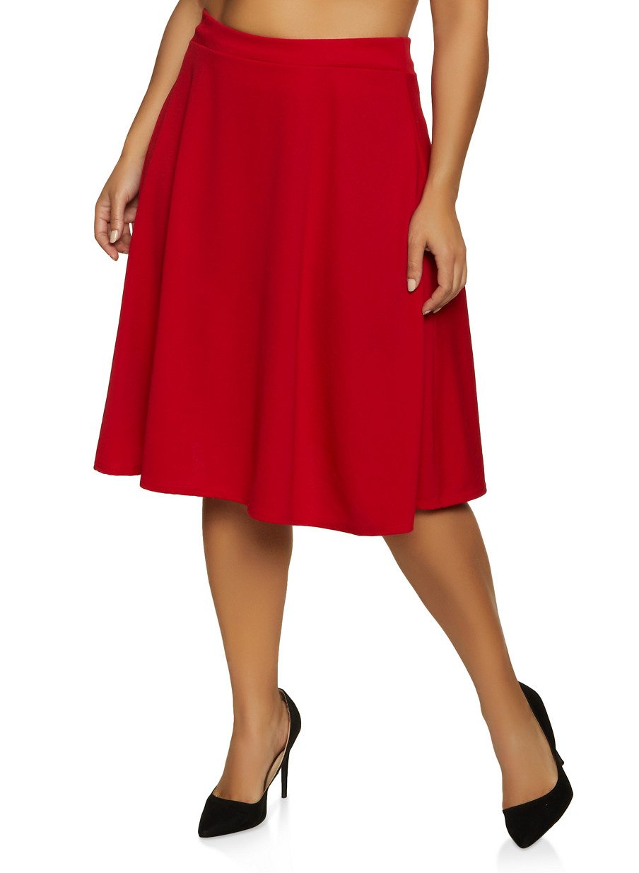 Plus Size Crepe Skater Skirt