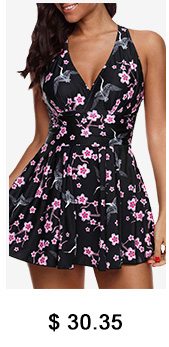 Floral Print Strappy Back Swimdress and Shorts