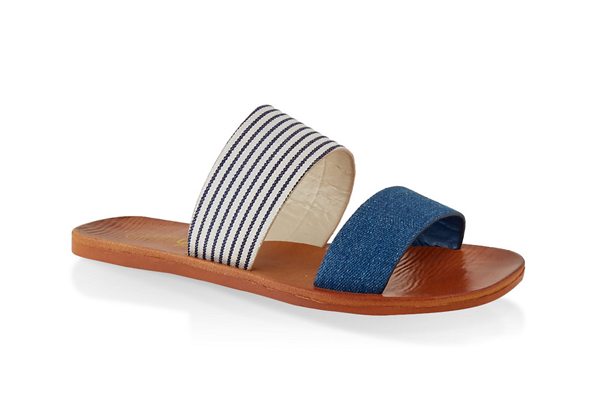 Contrast Two Band Slide Sandals