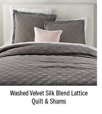 Washed Velvet Silk Blend Lattice Quilt & Shams