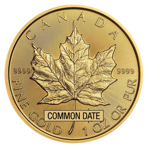 1 oz Canadian Gold Maple Leaf Coin (Common Date) Front