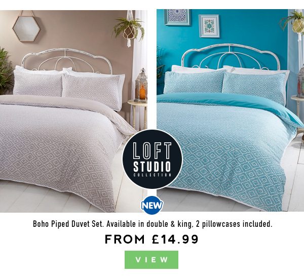 Boho Piped Double Duvet Set