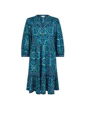 Heart print dress with organic cotton blue