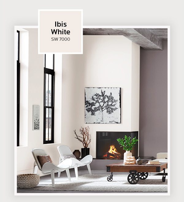 Image of room painted with Ibis White SW 7000.