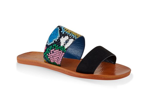 Contrast Two Band Slide Sandals