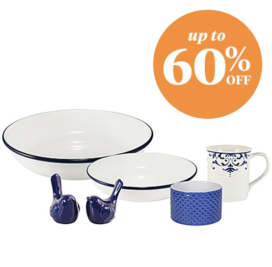 Everyday White(R) by Fitz and Floyd(R) Bistro Blue Rim Accessory Collection | Shop Now