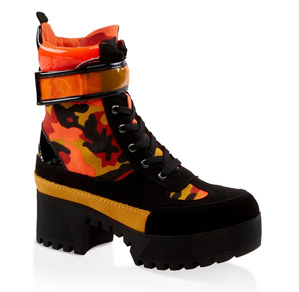 Velcro Strap Detail Platform Boots