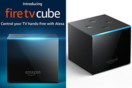 Amazon 4K Fire TV Cube Streaming Media Player w/ All-new Alexa Voice Remote, 16GB Storage, Ethernet Support & Built-in Speaker