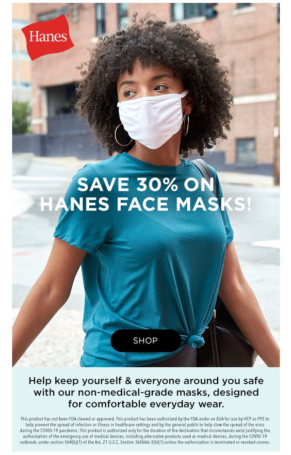 30% off Hanes Face Masks! - Turn on your images