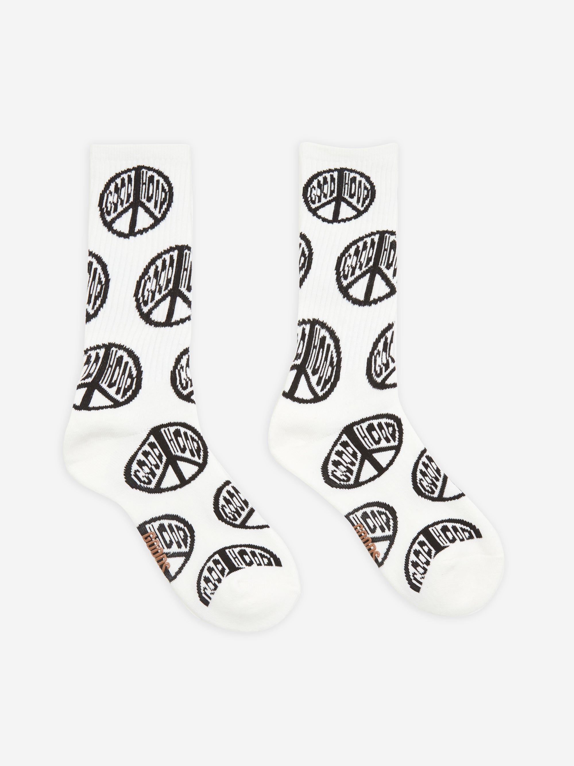 Image of Goodhood Worldwide Peace Logo Sock - White/Black