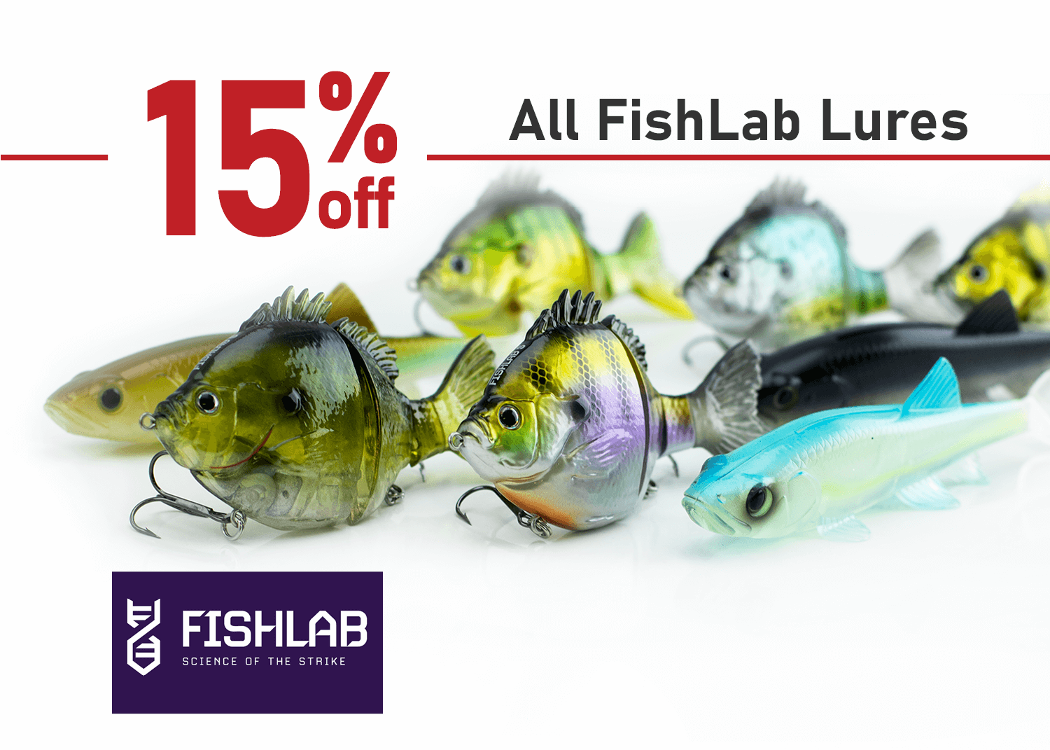 Save 15% on all FishLab Lures