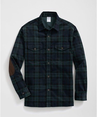 Shirt Jacket in Black Watch Cotton Corduroy