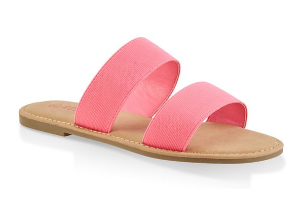 Elastic Two Band Slide Sandals