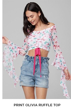 PRINT OLIVIA RUFFLE TOP