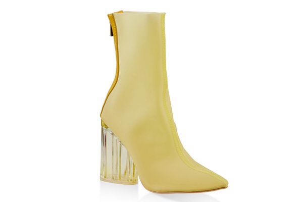 Lucite Block Heel Booties