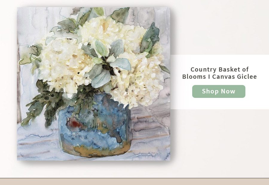 Country Basket of Blooms I Canvas Giclee 