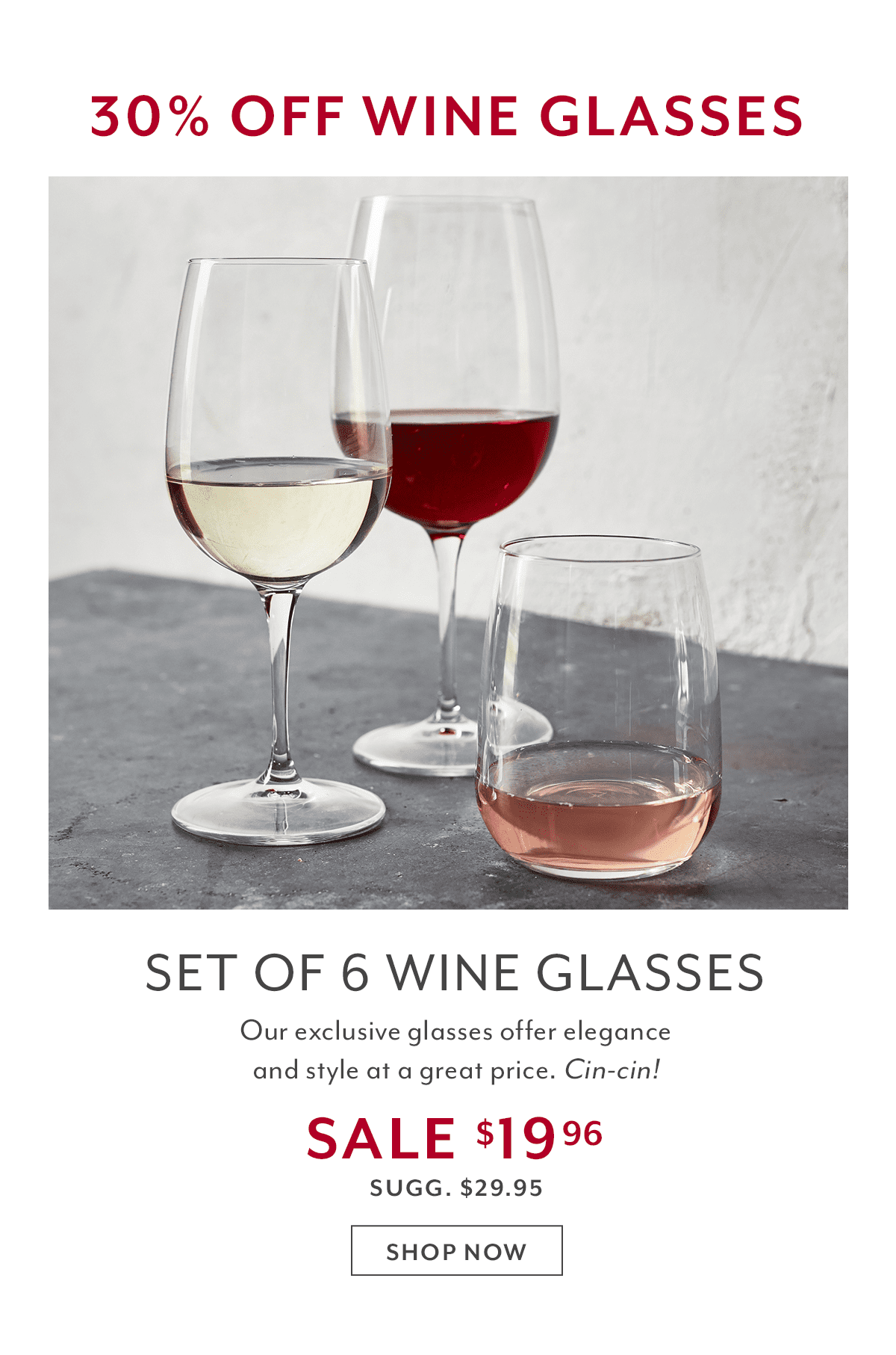 30% Off Wine Glasses