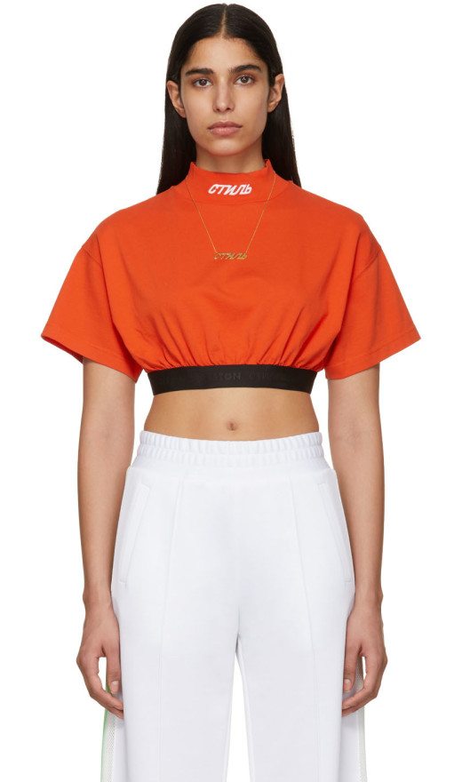 Heron Preston - Orange Style Crop T Shirt