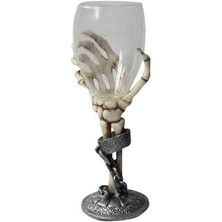 Image of Chained Skeleton Hand Wine Glass