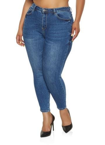 Plus Size WAX Solid Skinny Jeans
