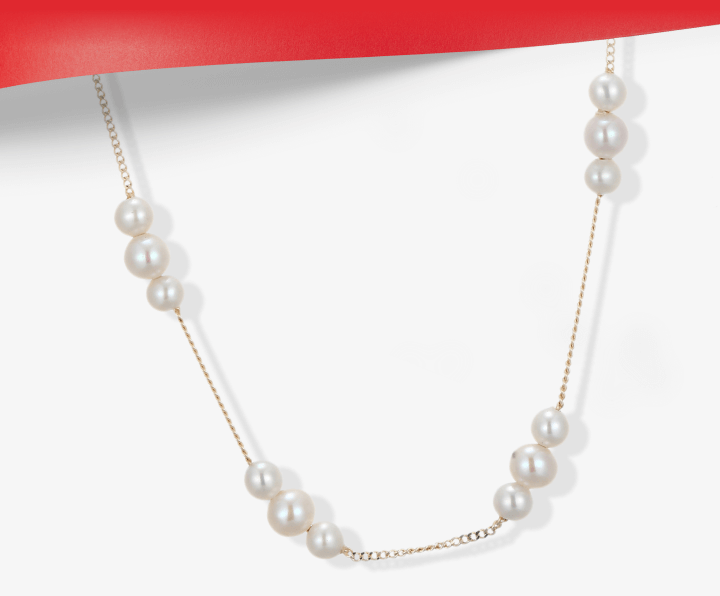 Cultured Pearl Trio Station Chain Necklace 10K Yellow Gold 18''