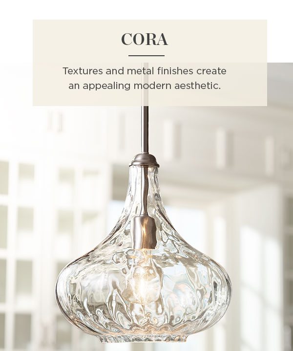 Cora - Textures and metal finishes create an appealing modern aesthtic.