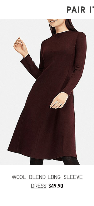 WOOL-BLEND LONG-SLEEVE DRESS $49.90