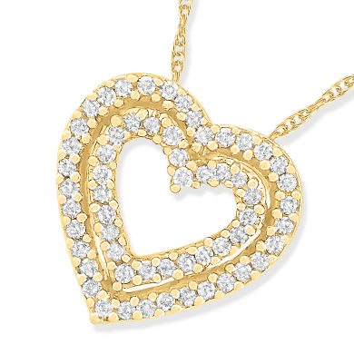 Diamond Heart Necklace 1/8 ct tw 10K Yellow Gold 18''