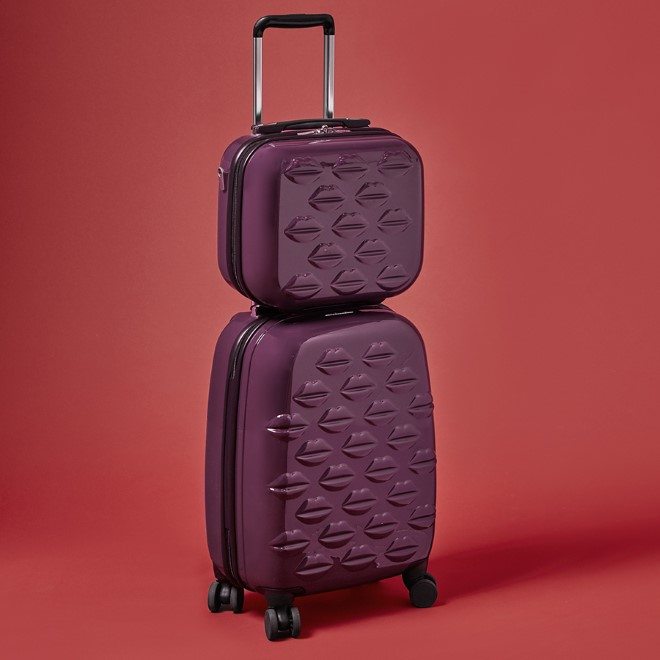 lulu guinness purple suitcase