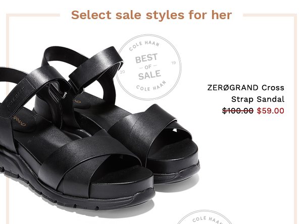 Select sale styles for her | Zerogrand Cross Strap Sandal $59.00