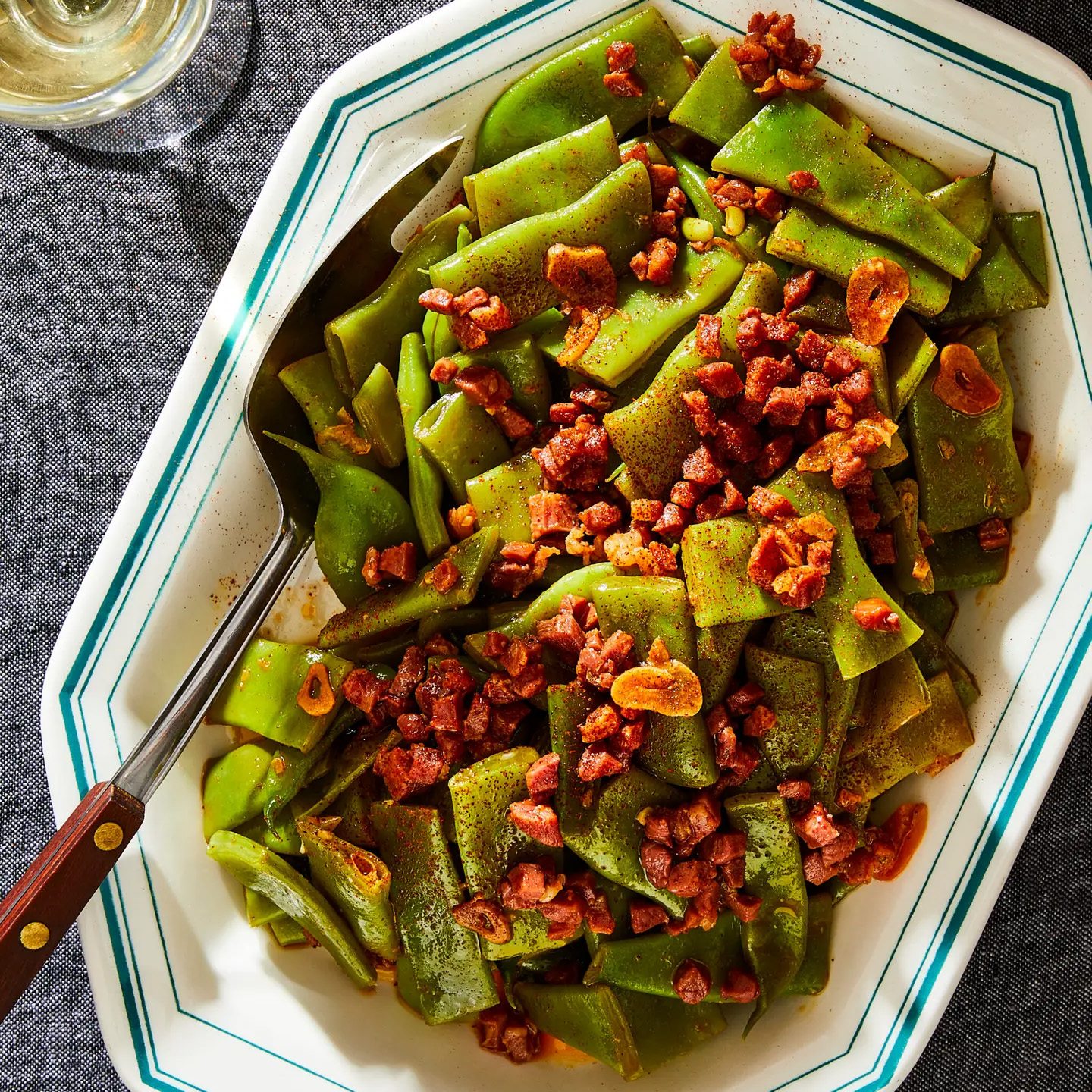 Smoky Spanish Green Beans with Garlic and Jamón