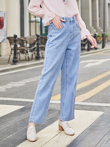 Camel Crown Straight Denim Pants
