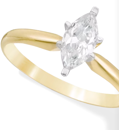 Adore Certified Marquise-Cut Diamond Solitaire Engagement Ring 1 ct tw 14K Yellow Gold (I/I1