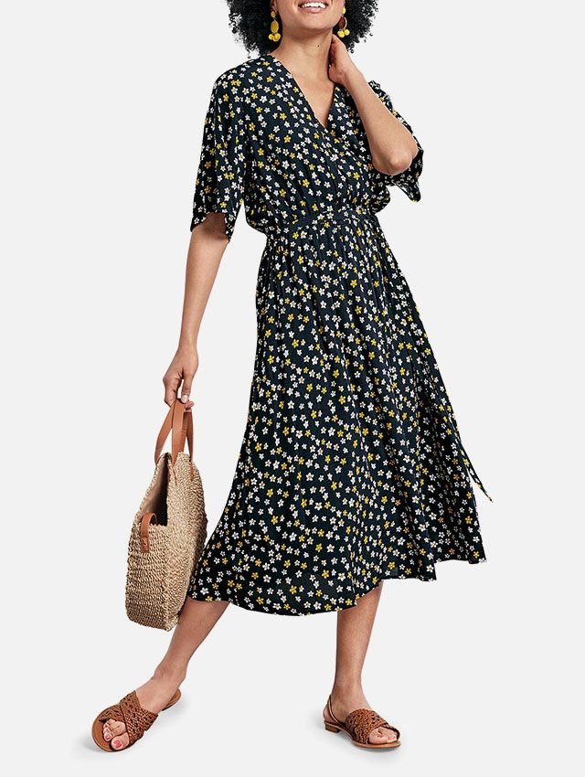 hush Lilium Daffodil Print Midi Dress